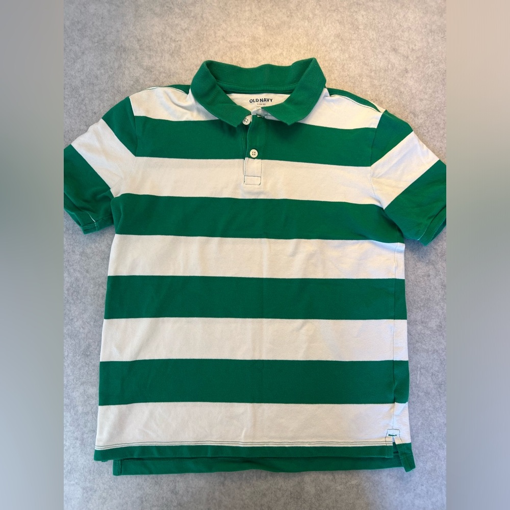 Old Navy Kids Polo with Bold Green and White Stripes